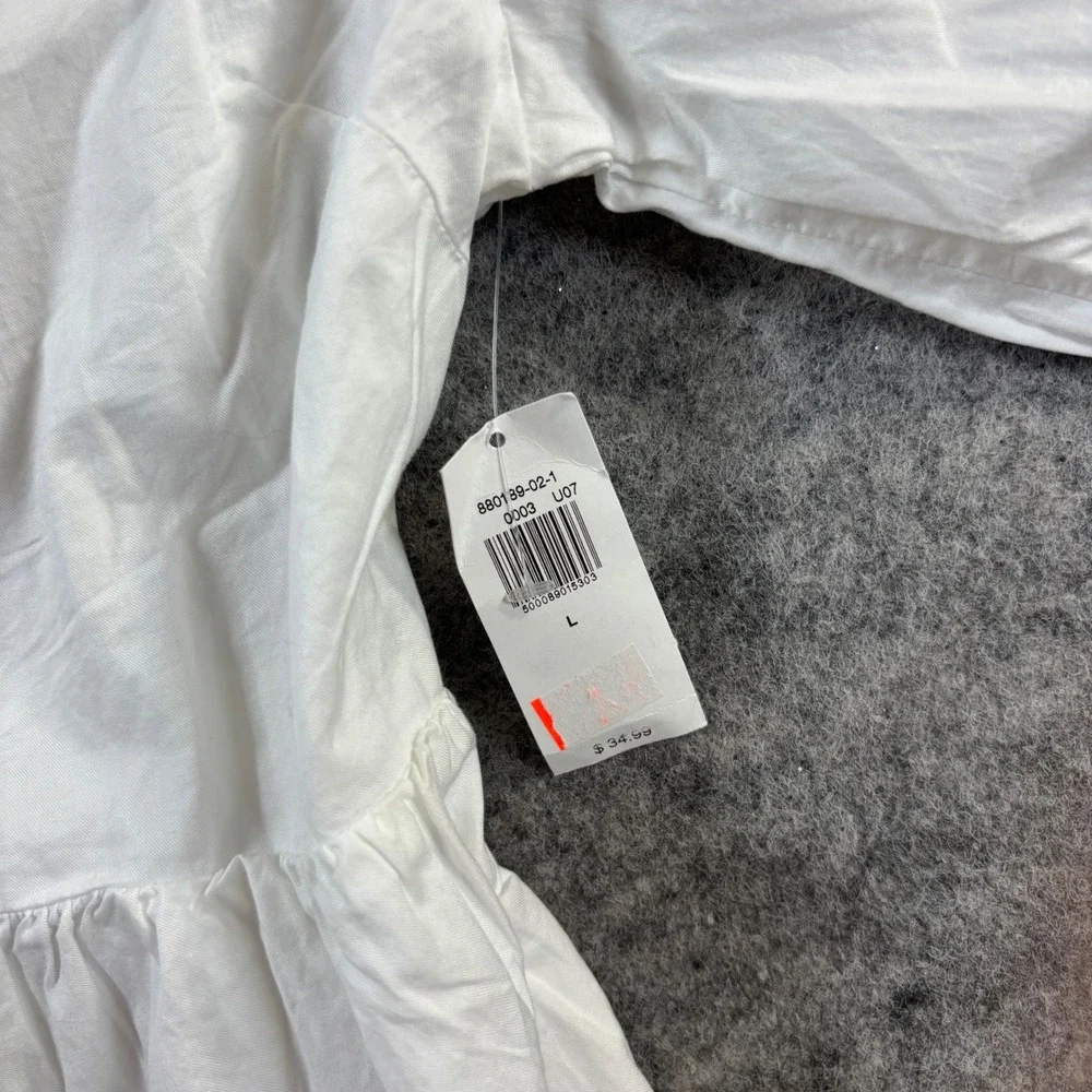 Old Navy Women's White Puff Sleeve Peplum Blouse Cut-Out Back Top Large